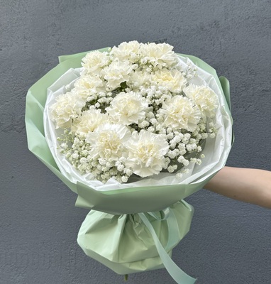 Букет из белоснежных диантусов  - Доставка цветов в Екатеринбурге